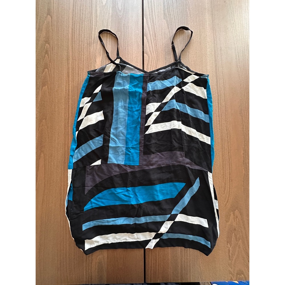 Derek Lam for DesigNation Womens Blue Geometric Abstract Cami Top Large - Picture 7 of 7